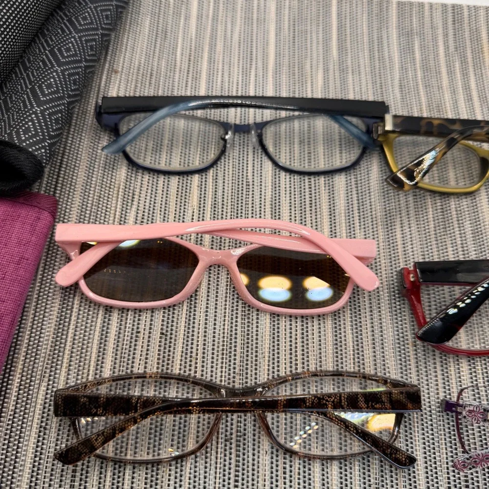 Foster Grant Reading Glasses Sunglasses Lot 6 Pairs Navy Tortoise Red Purple